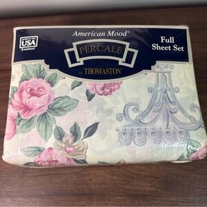 Vintage Thomaston Full Sheet Set Flat Fitted & 2 Pillowcases Roman Garden NEW